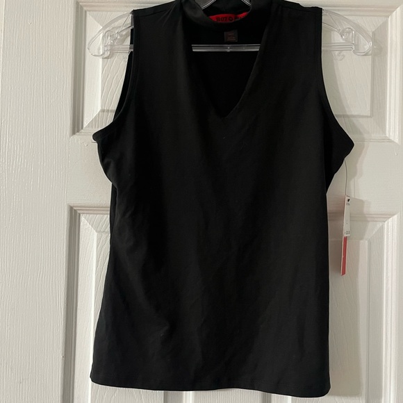 Hot Kiss Womens Tank Top Black Pullover Mock Neck Size Large, made in - Picture 4 of 12